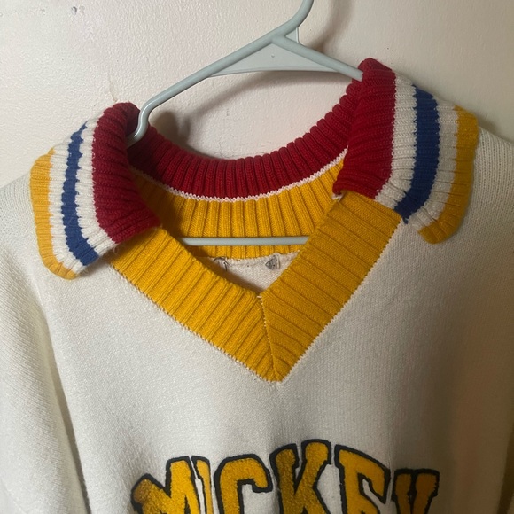 Disney Mickey V-Neck Sweater - White and Yellow - Picture 3 of 4